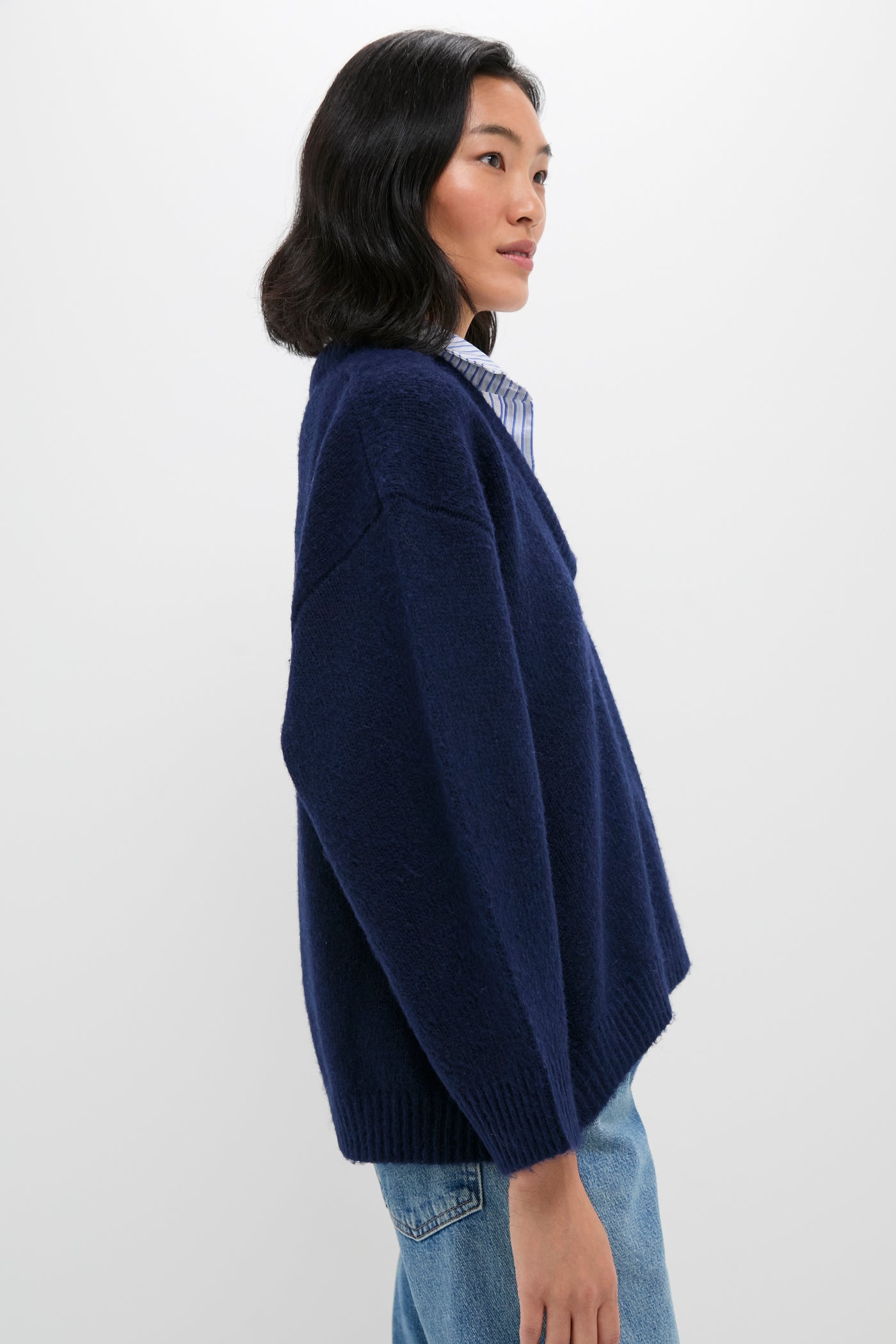 Navy Removable Collar Dickey Sweater