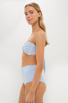 Classic Blue Stripe Tori Ties Bandeau Bikini Top