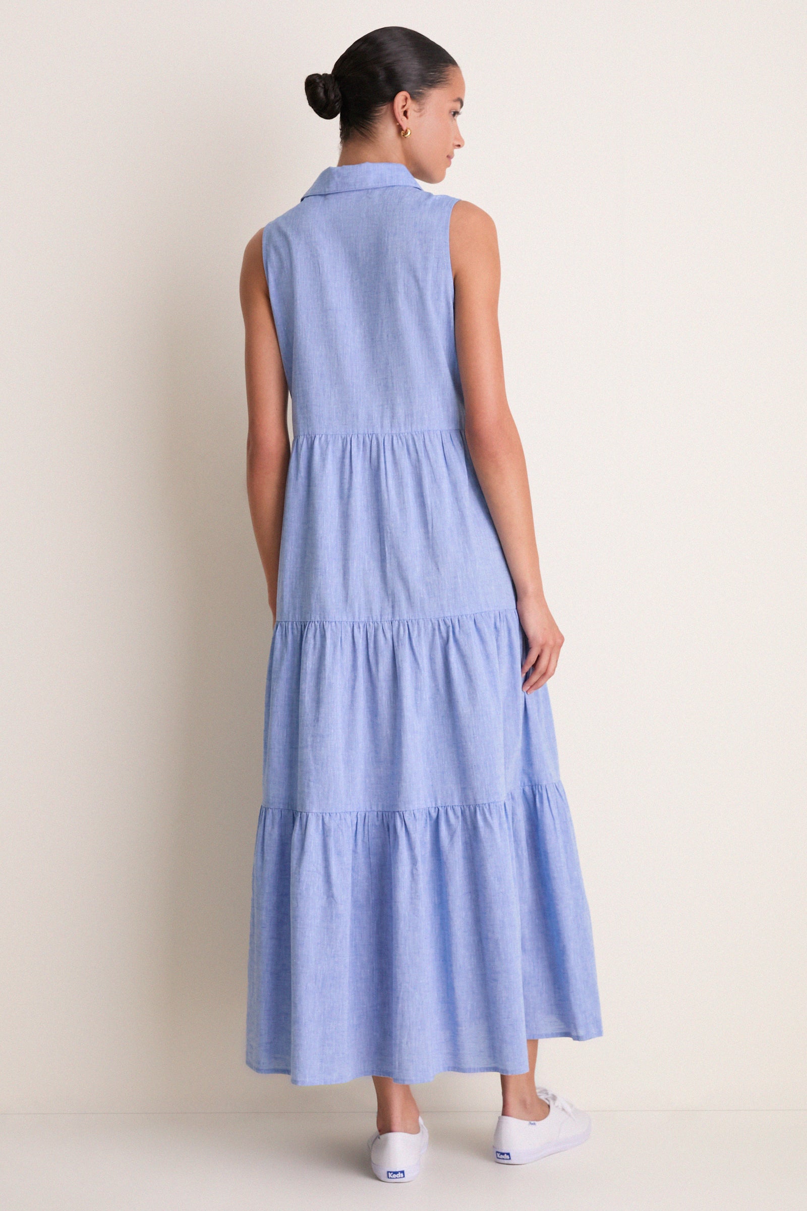 Chambray Sleeveless Mabel Maxi Dress