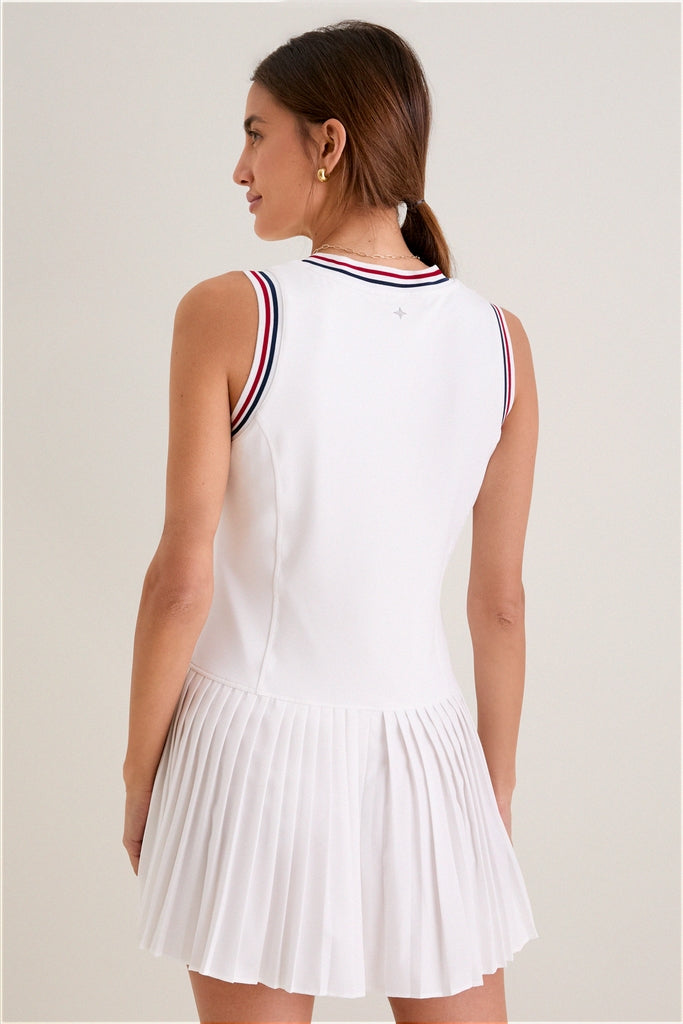 Tnuck Sport Americana Stripe Performance Jersey Kemper Tennis Dress White / XXL Tnuck Sport Americana Stripe Performance Jersey Kemper Tennis Dress White / XXL