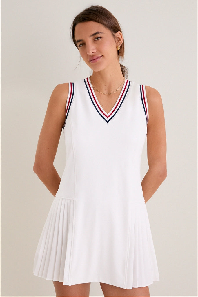 Tnuck Sport Americana Stripe Performance Jersey Kemper Tennis Dress White / XXL Tnuck Sport Americana Stripe Performance Jersey Kemper Tennis Dress White / XXL