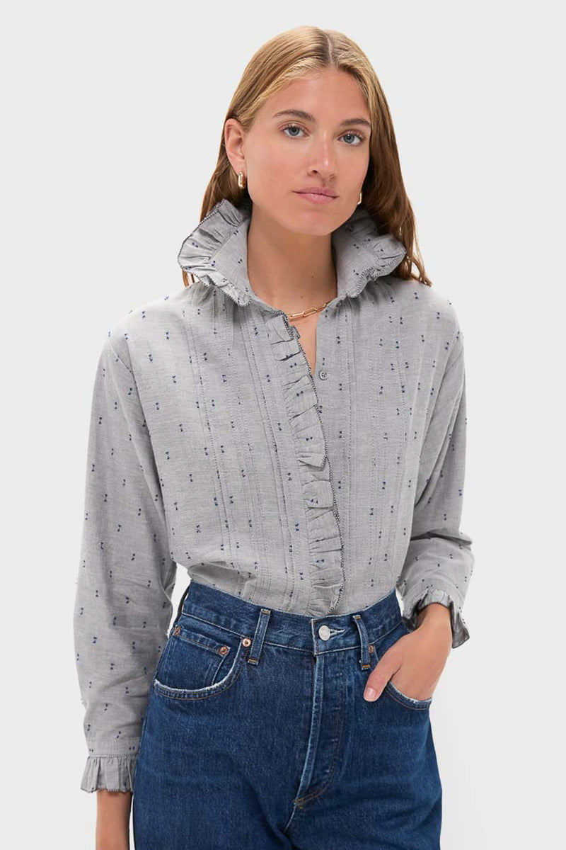 Indigo Dots French Heirloom Shirt