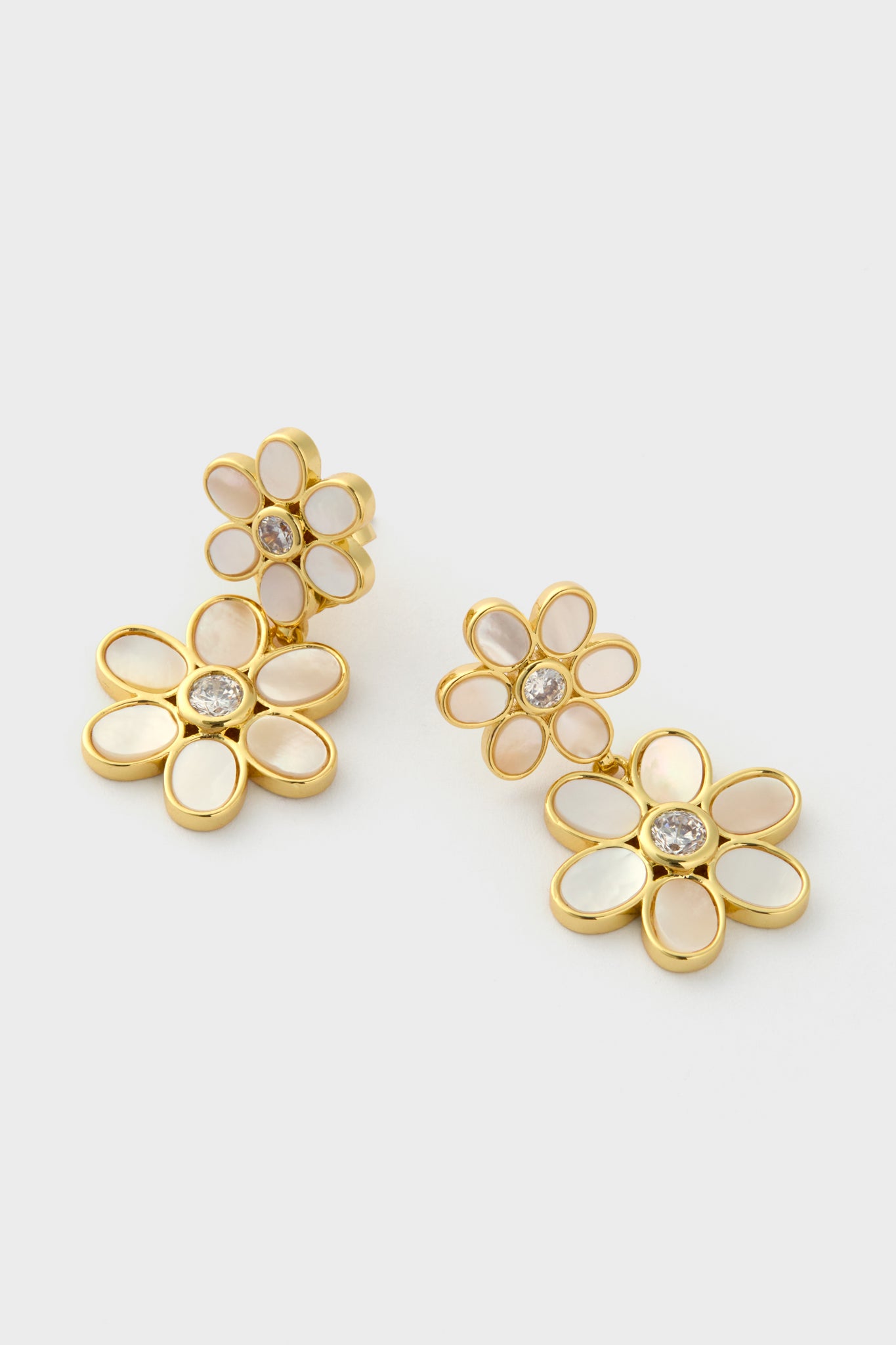 White Daisy Double Earrings