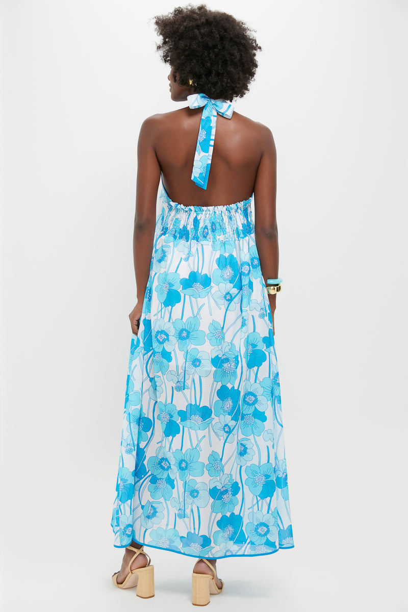 Flowers Waves Maui Halter Midi Dress