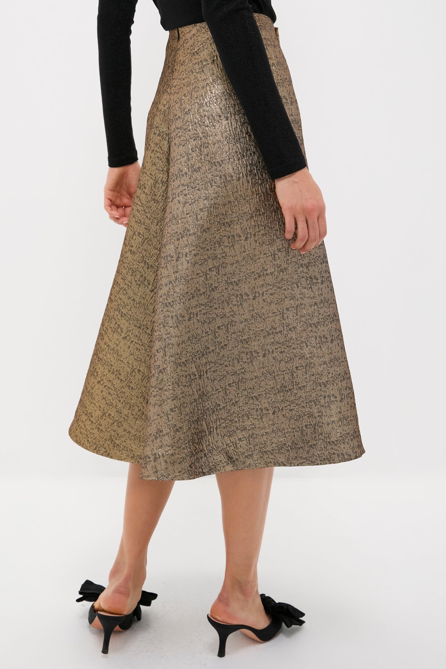 Gold Textured Jacquard Andrea Circle Skirt
