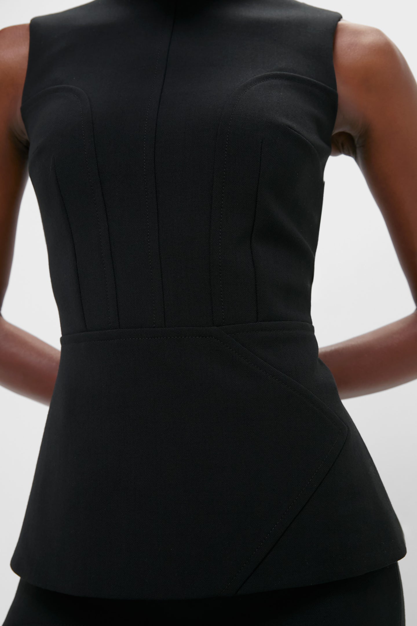 Black Reville Birdseye Suiting Top