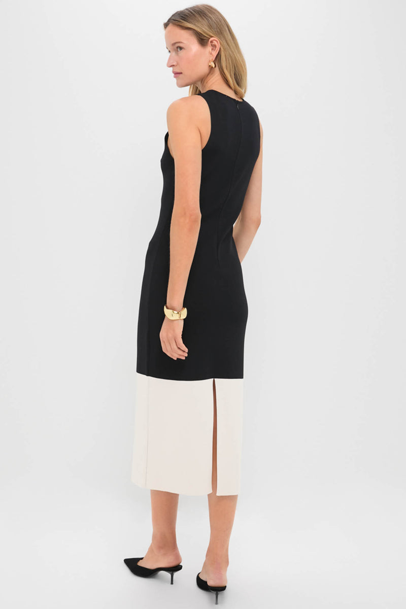 Black & Cream Charlotte Knit Midi Dress