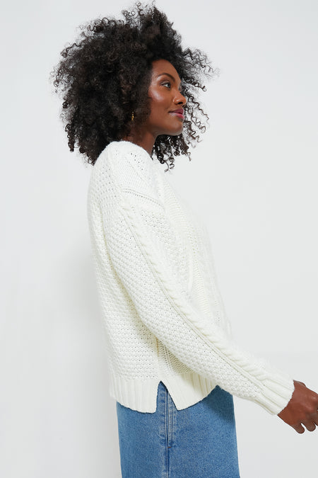 Ivory Cable Knit Courchevel Sweater