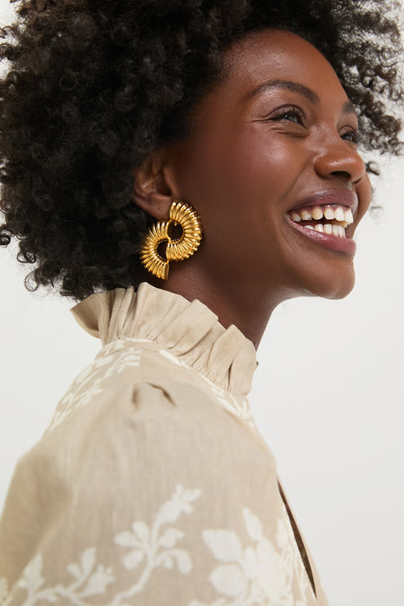 Sand Floral Stripe Crawford Dress