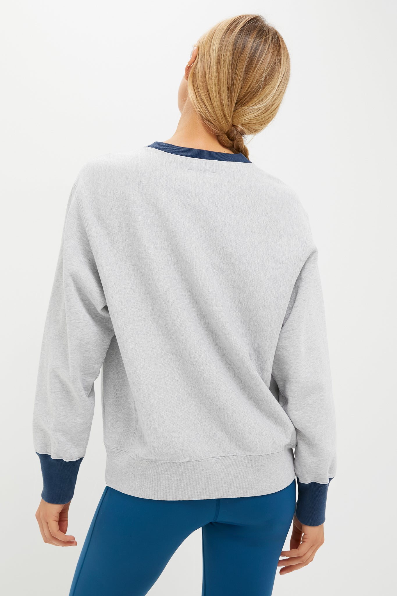 Heather Gray and Navy 100% Cotton Kolar Crewneck Sweatshirt
