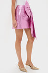 Pink Metallic Plisse Brenna Bow Mini Skirt