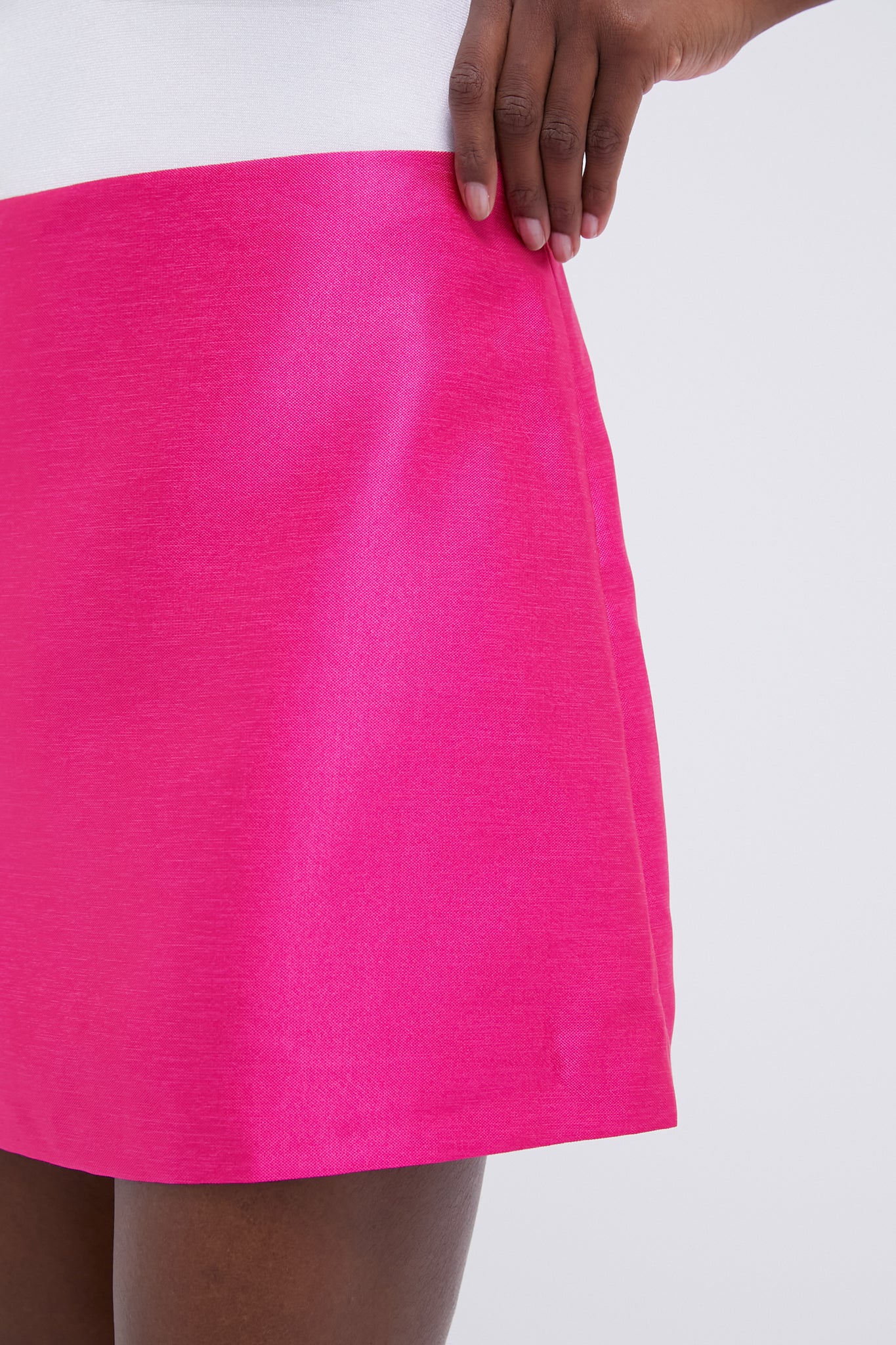 Hot Pink Dupioni Opal Straight Mini Skirt