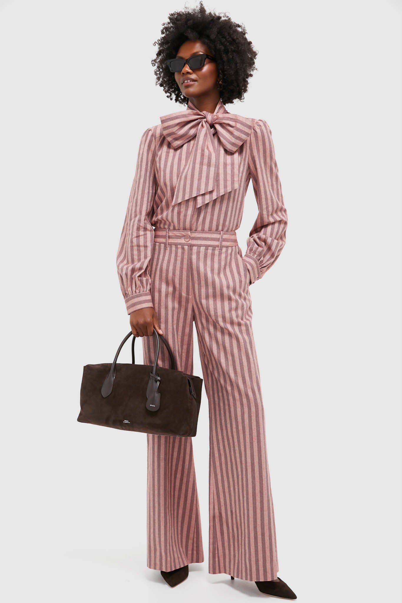 Chocolate and Tobacco Suede and Leather Medium Satchel
