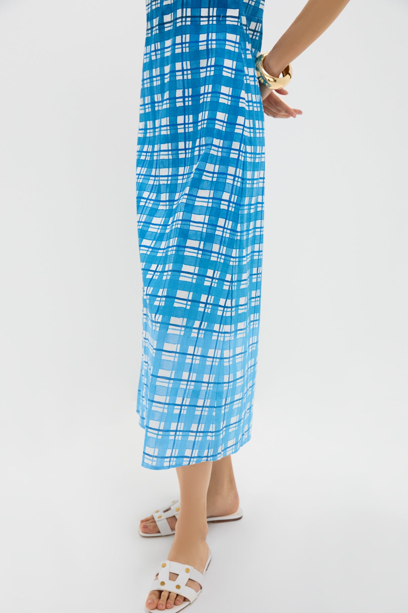 Royal Plaid Minnie Midi Dress