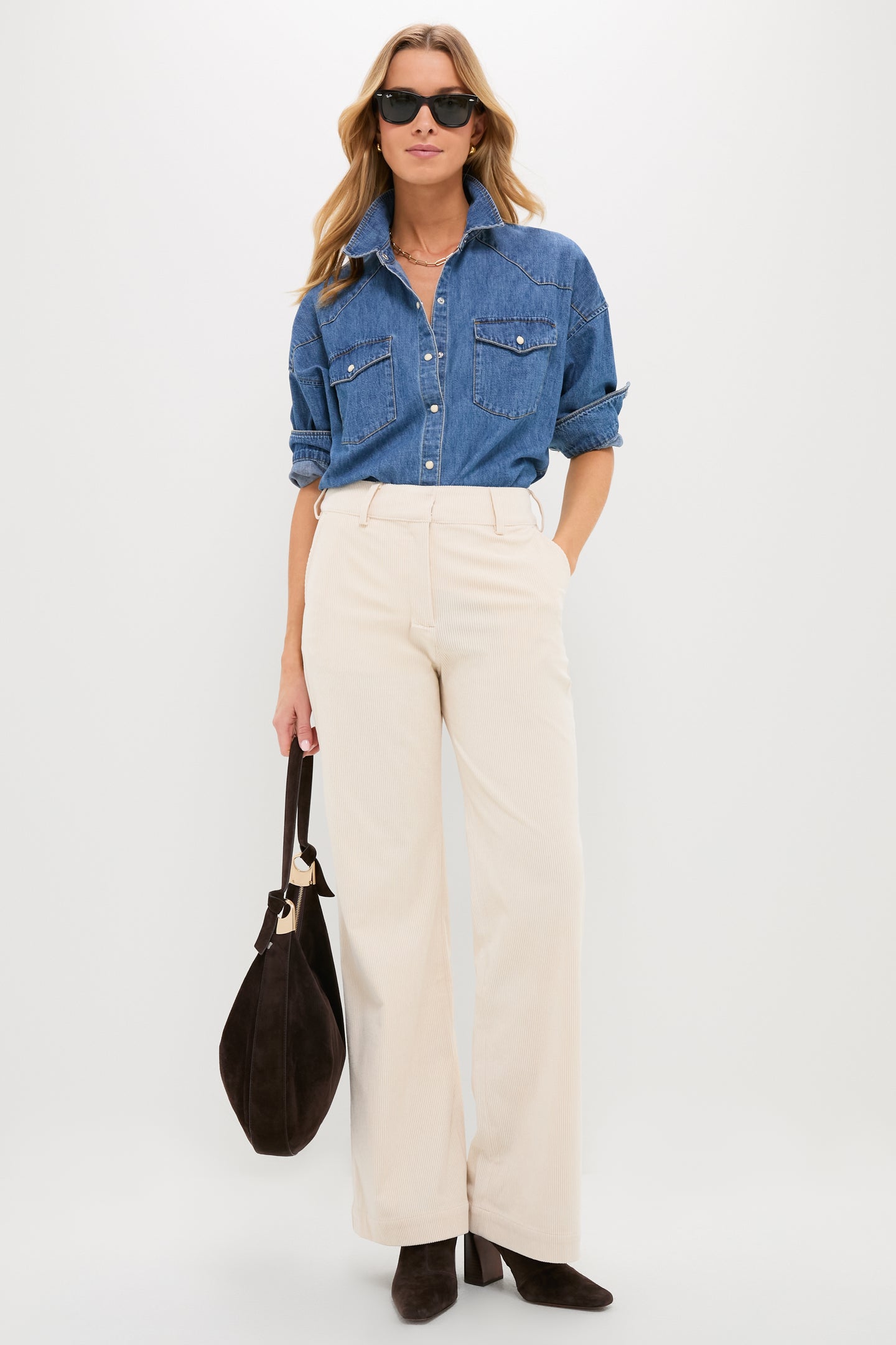 Cream Wide Wale Corduroy Hunter Pants