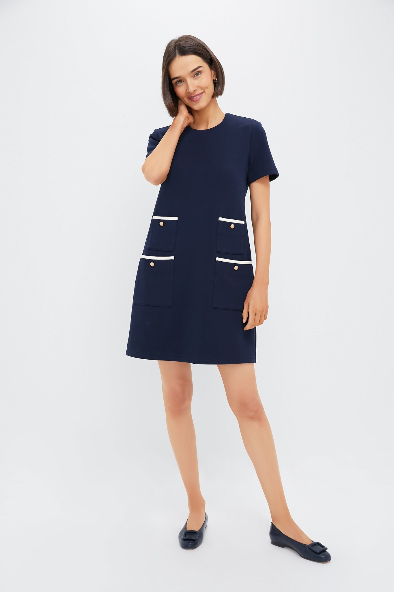 Navy Short Sleeve Francoise Dress