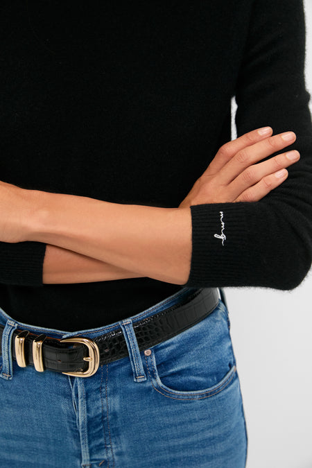 Black Cashmere Crewneck Sweater