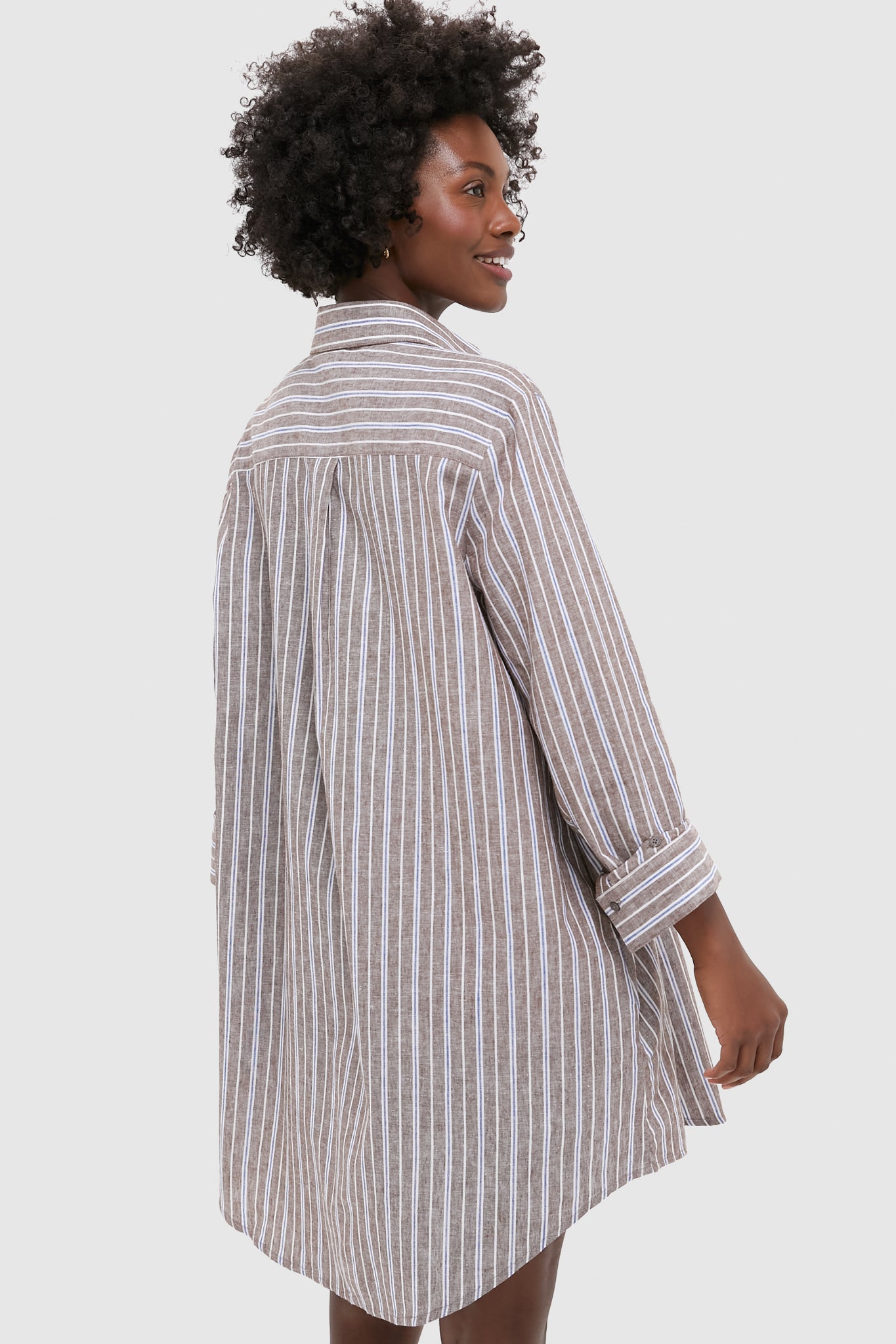 Dove Stripe Linen Carlotta Shirt Dress