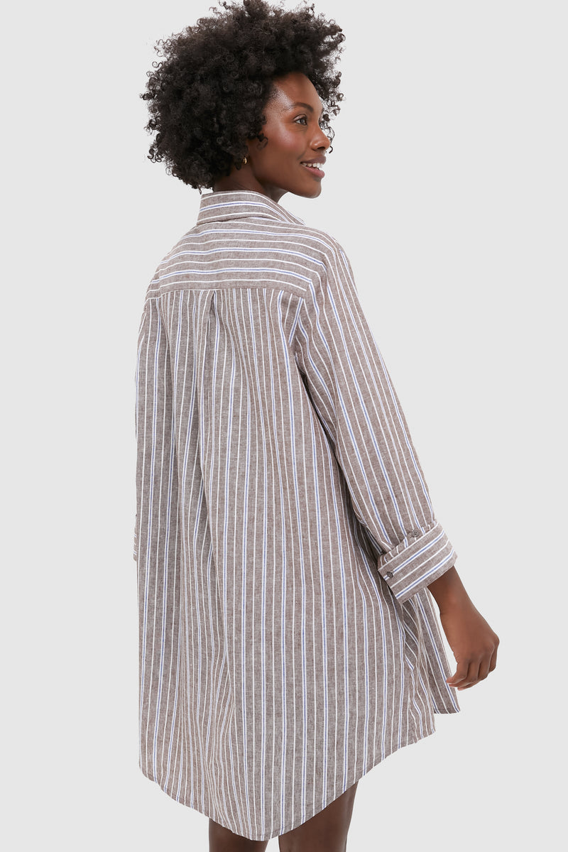 Dove Stripe Linen Carlotta Shirt Dress