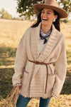 Sandstone Heather and Brown Blanket Stitch Harrow Cardigan