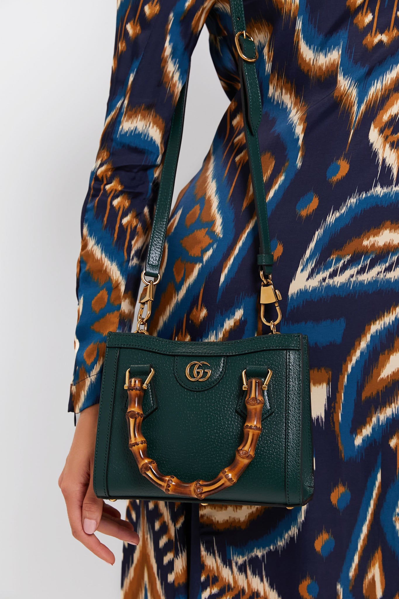 GUCCI Dark Green Bamboo Diana 2 Way Handbag