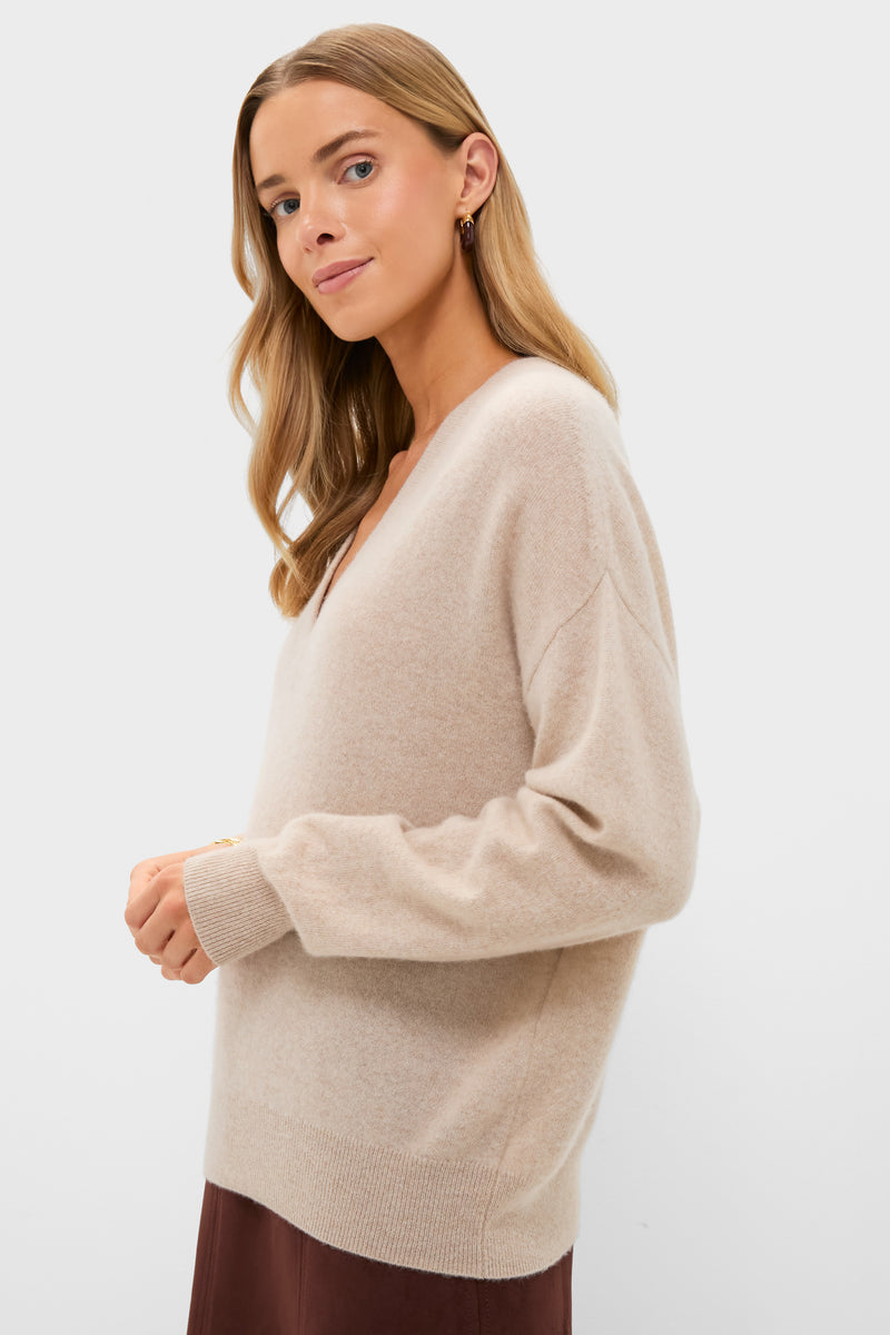 Sandstone Cashmere Emma V-Neck Boyfriend Sweater