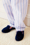 Velvet Slippers In Navy