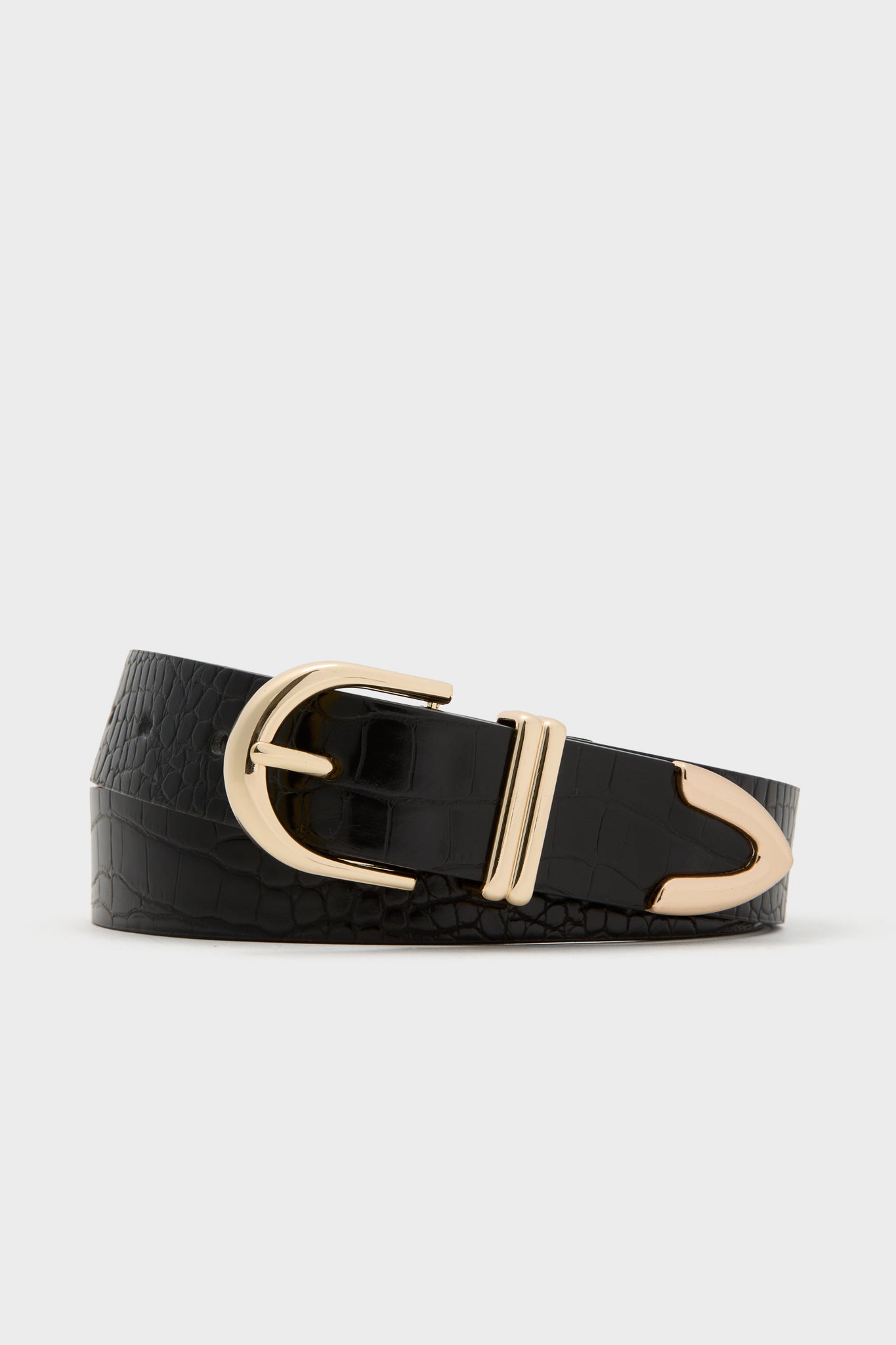 Black Croc and Gold Jeanette Belt