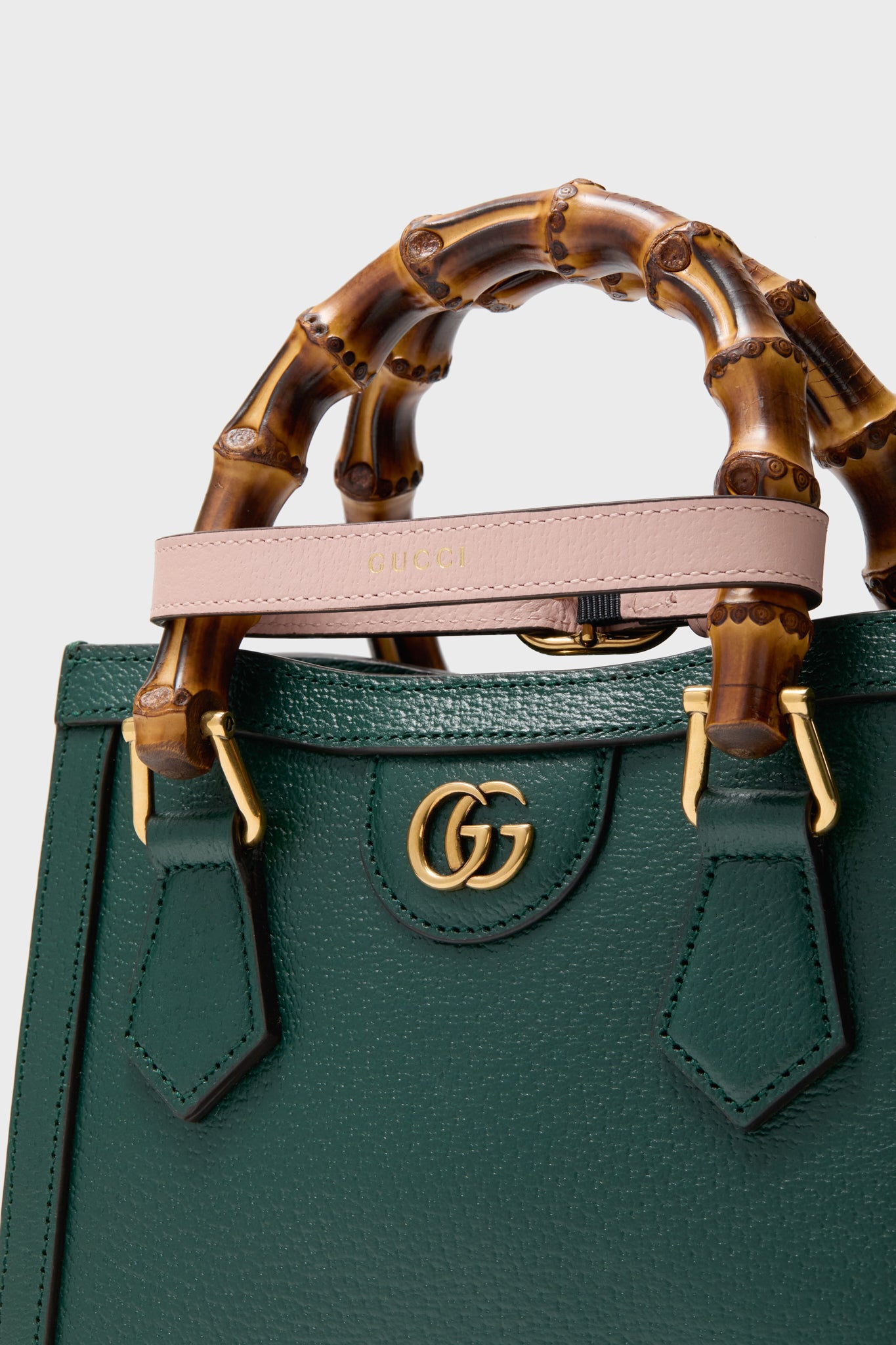 GUCCI Dark Green Bamboo Diana 2 Way Handbag