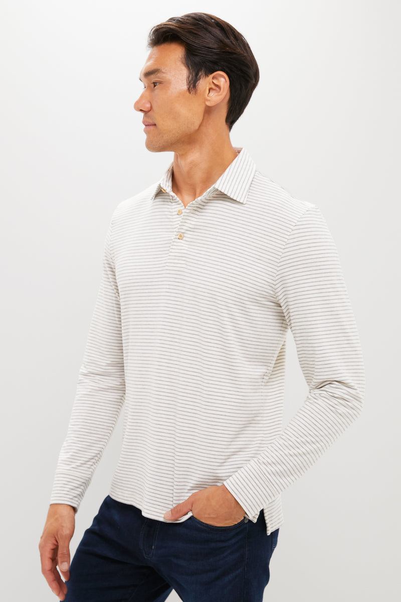 Logan Creek Stripe Long Sleeve Movement Polo