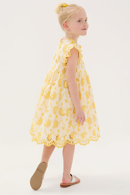 Bright Yellow Eyelet Cynthia Dress