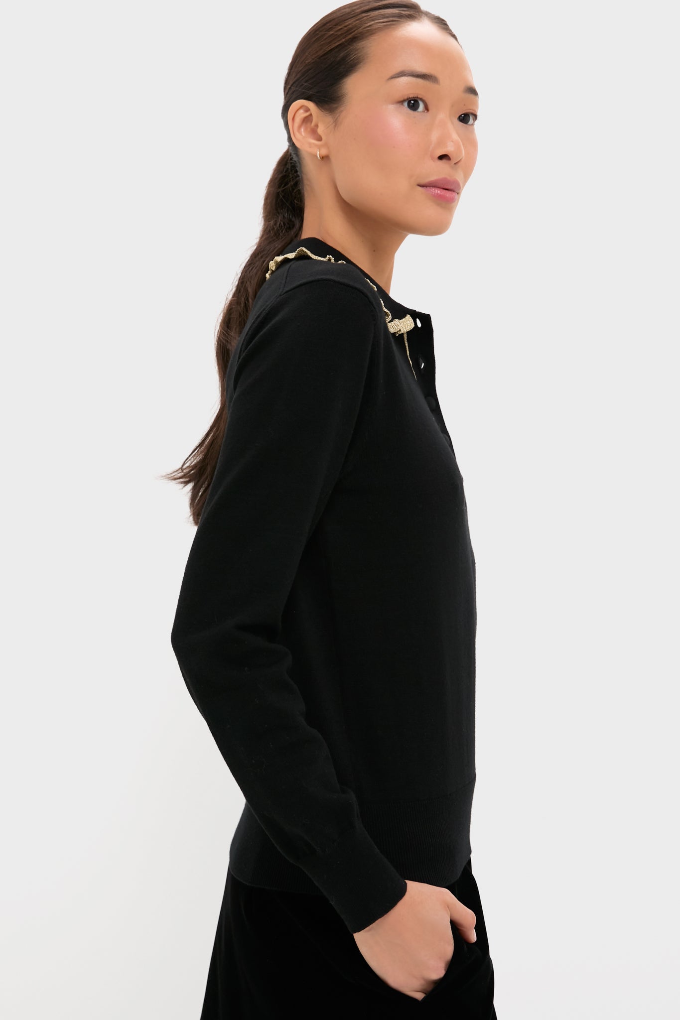 Black Annalane Collared Sweater