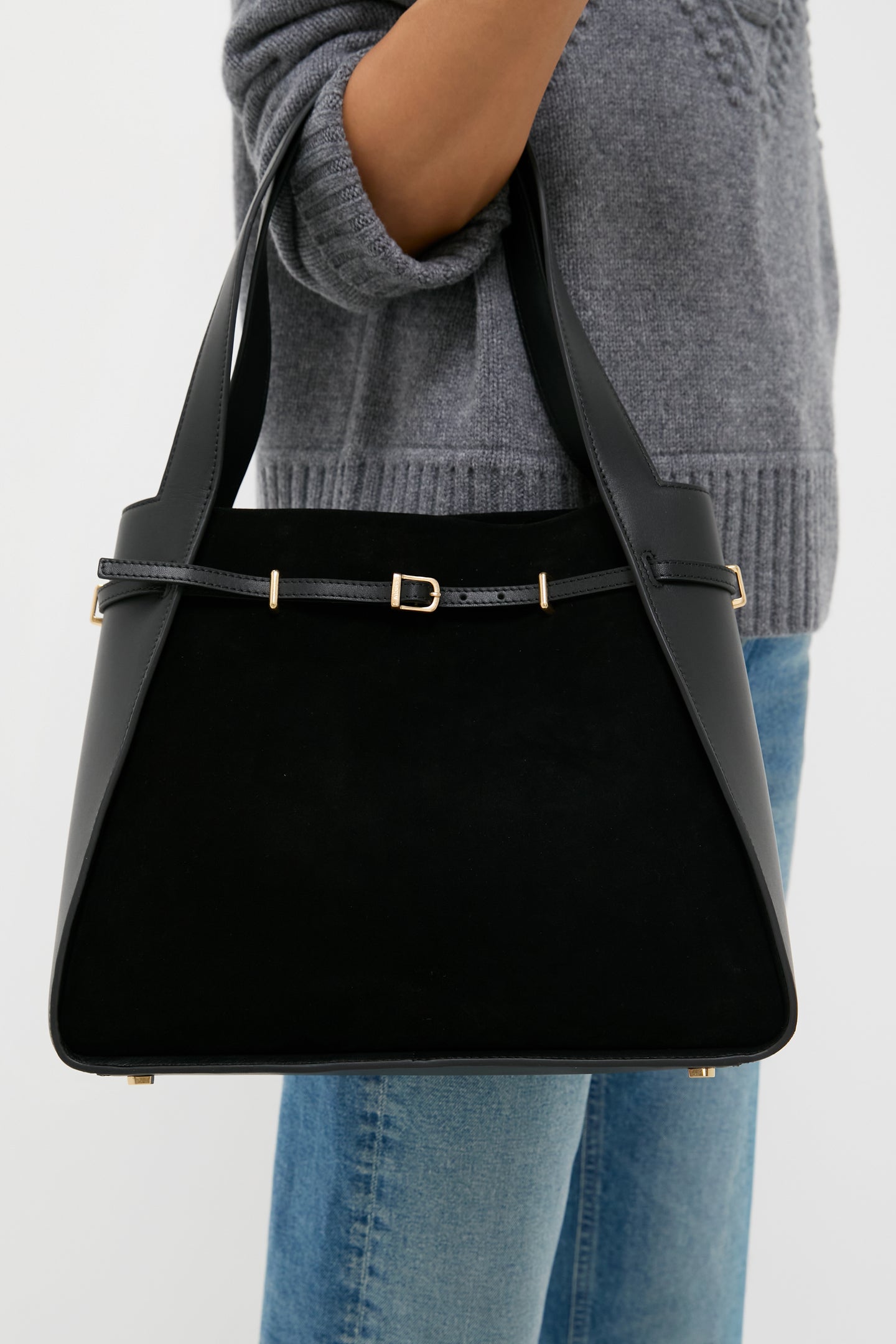 Black Cleo Suede Tote