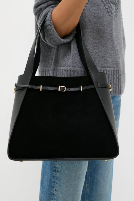 Black Cleo Suede Tote
