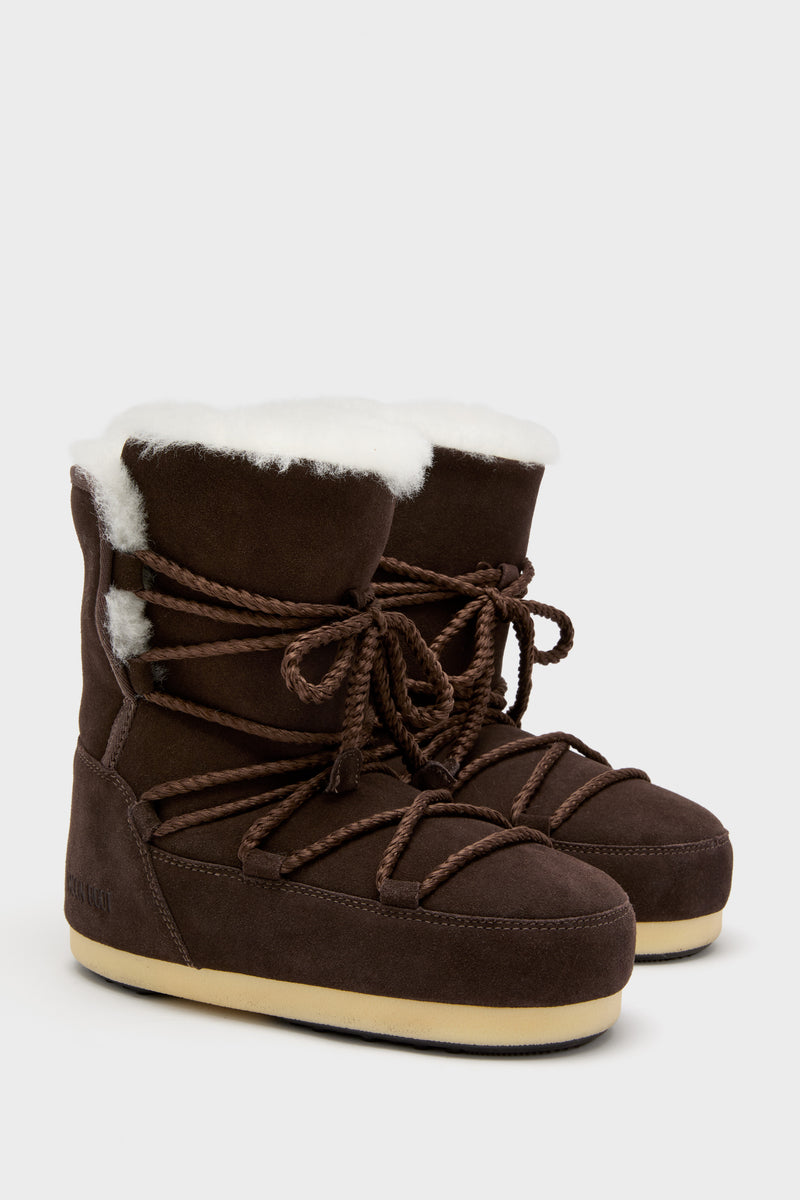 Dark Brown Suede Shearling Evx Boots