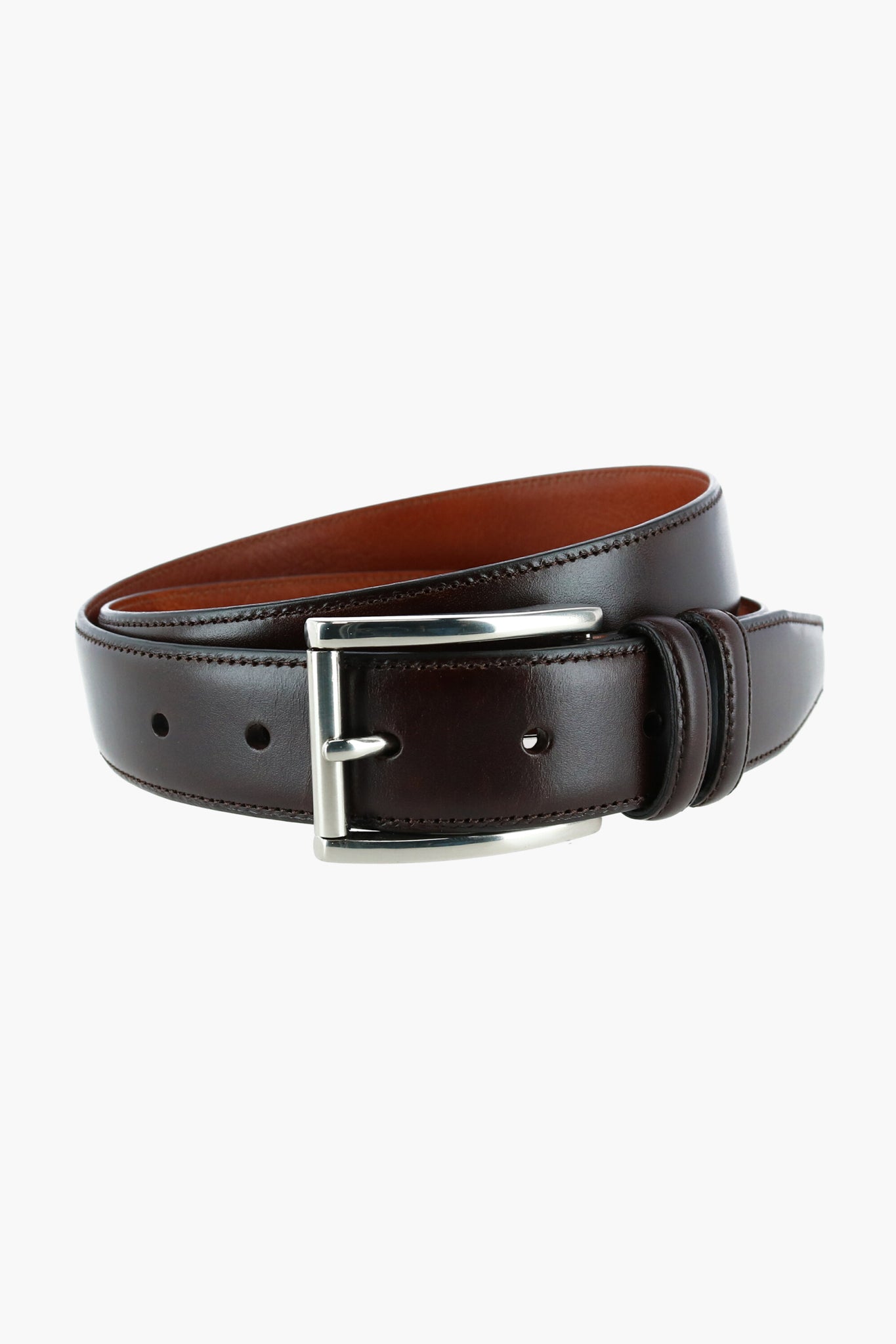 Dark Brown Lorenzo 32mm Dropped Edge Leather Belt | Trafalgar Dark Brown Lorenzo 32mm Dropped Edge Leather Belt | Trafalgar