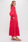 Hibiscus Red Cotton Mabel Maxi Dress