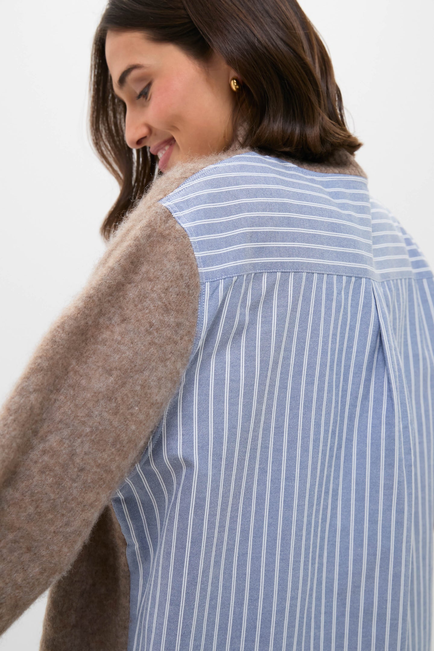 Camel Mallory Combo Knit Turtleneck Sweater