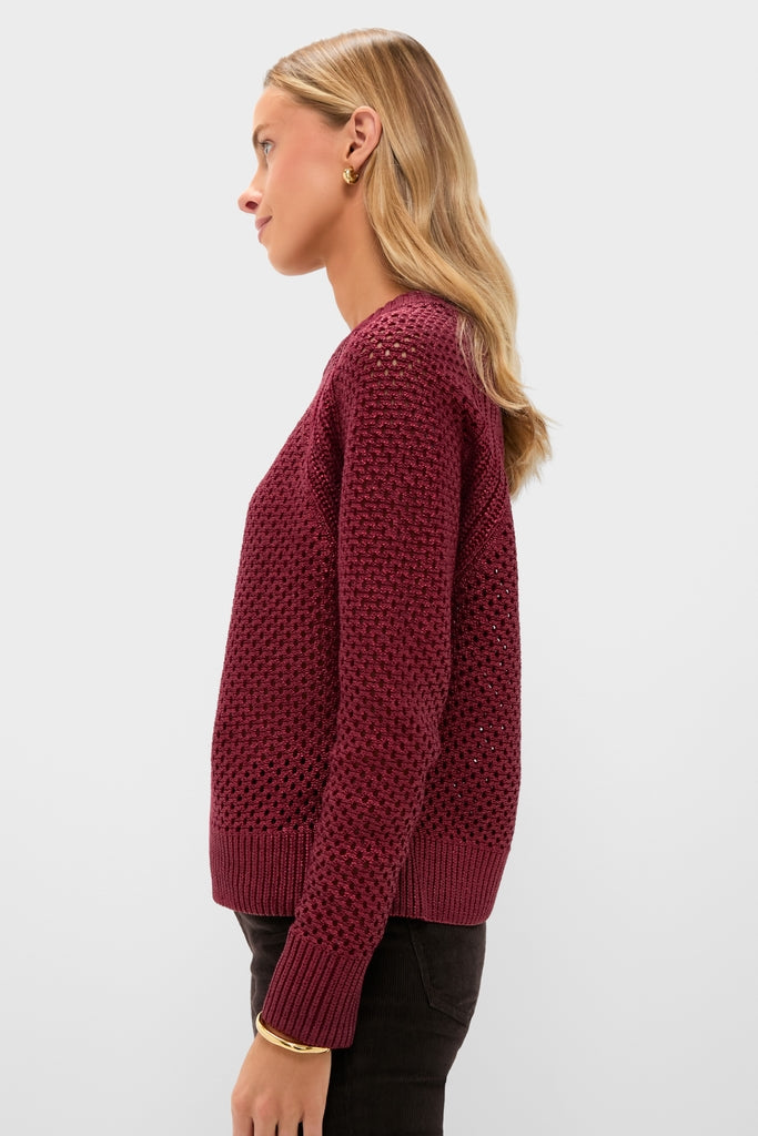 Goji Berry Crochet Aspen Crewneck Sweater