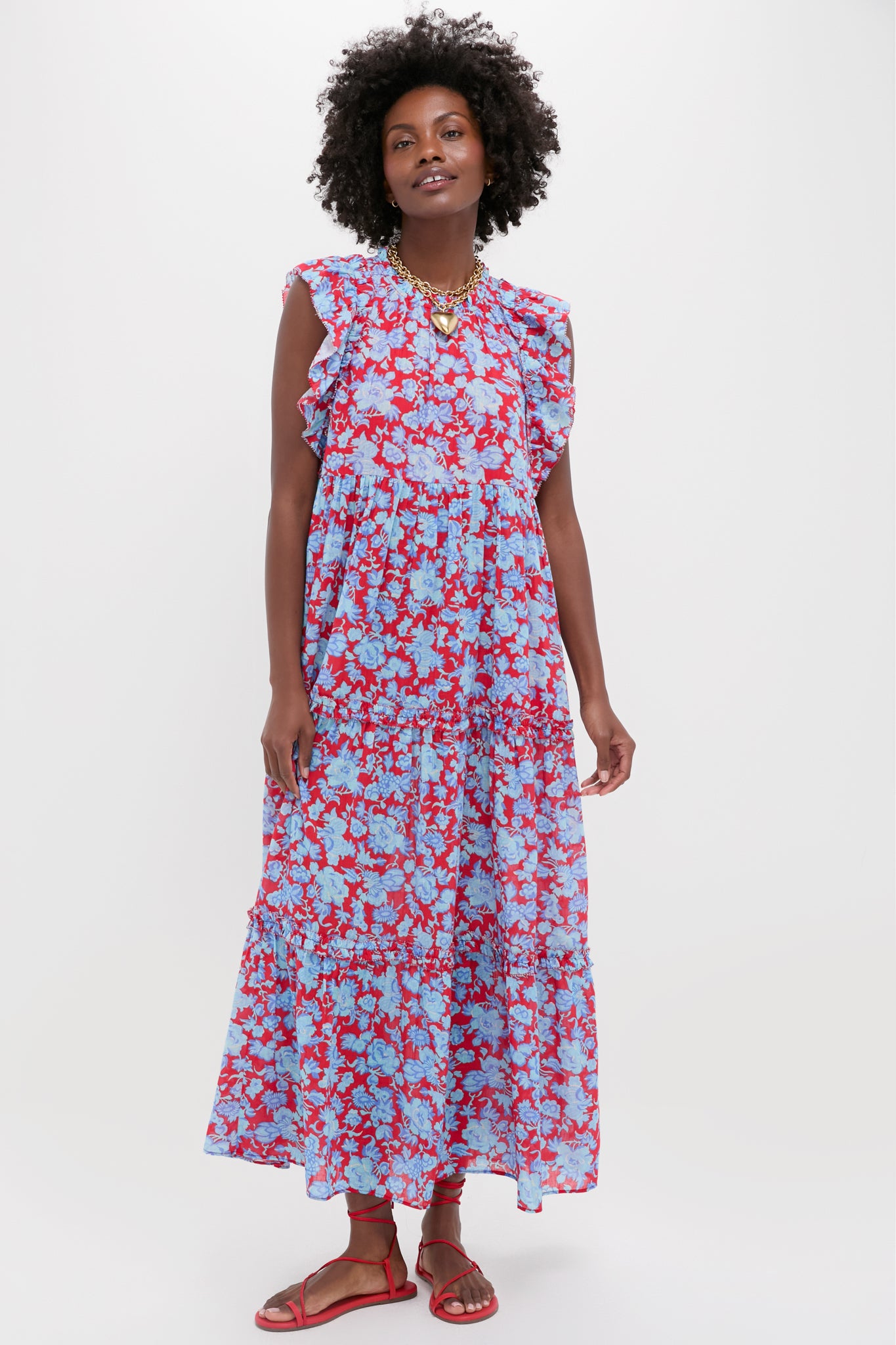 Paola Floral Print Poppy Maxi Dress