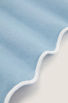 Dusty Blue and White Embroidered Scalloped Napkins Set of 4