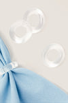 Dusty Blue and White Embroidered Scalloped Napkins Set of 4