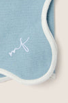 Dusty Blue and White Embroidered Scalloped Napkins Set of 4