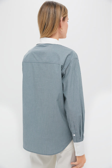 Green Stripe Nadine Boyfriend Button Down