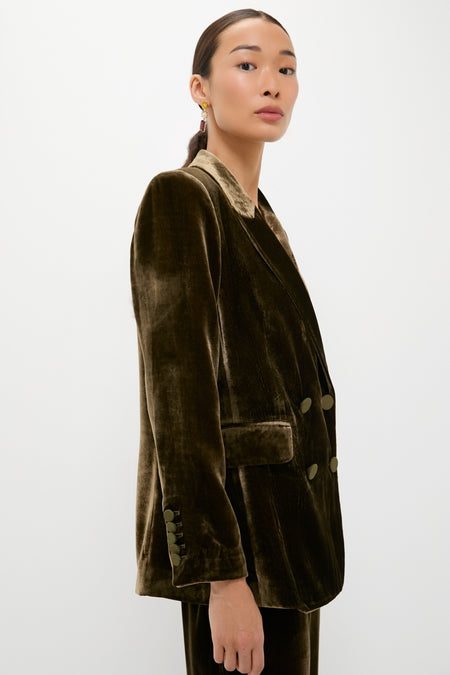 Olive Velvet Diana Blazer
