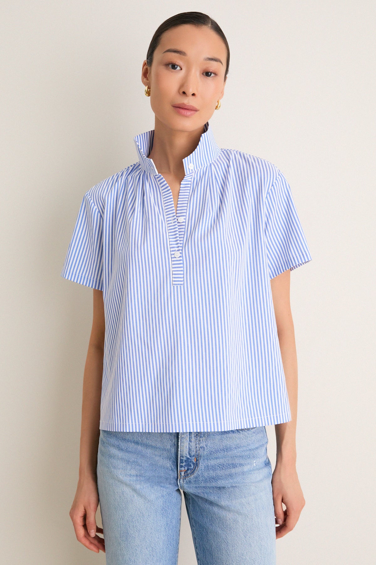 Blue and White Stripe Finn Popover