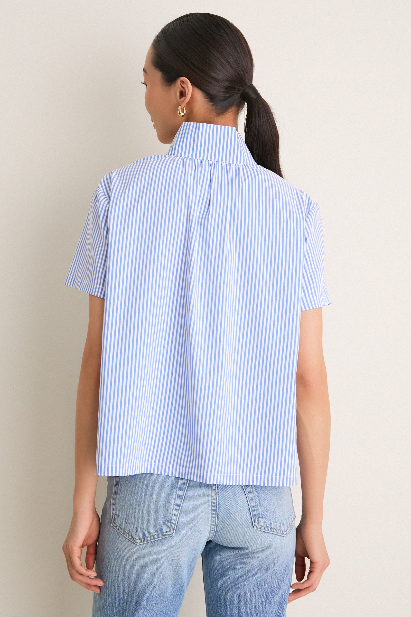 Blue and White Stripe Finn Popover