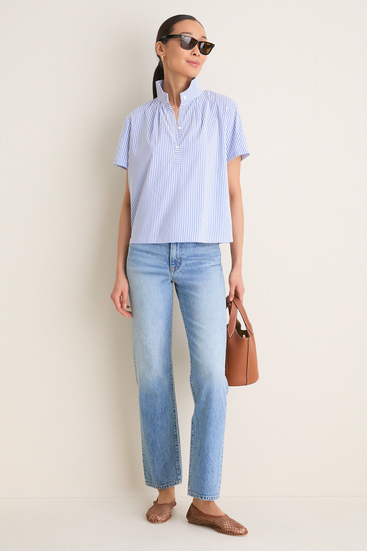 Blue and White Stripe Finn Popover