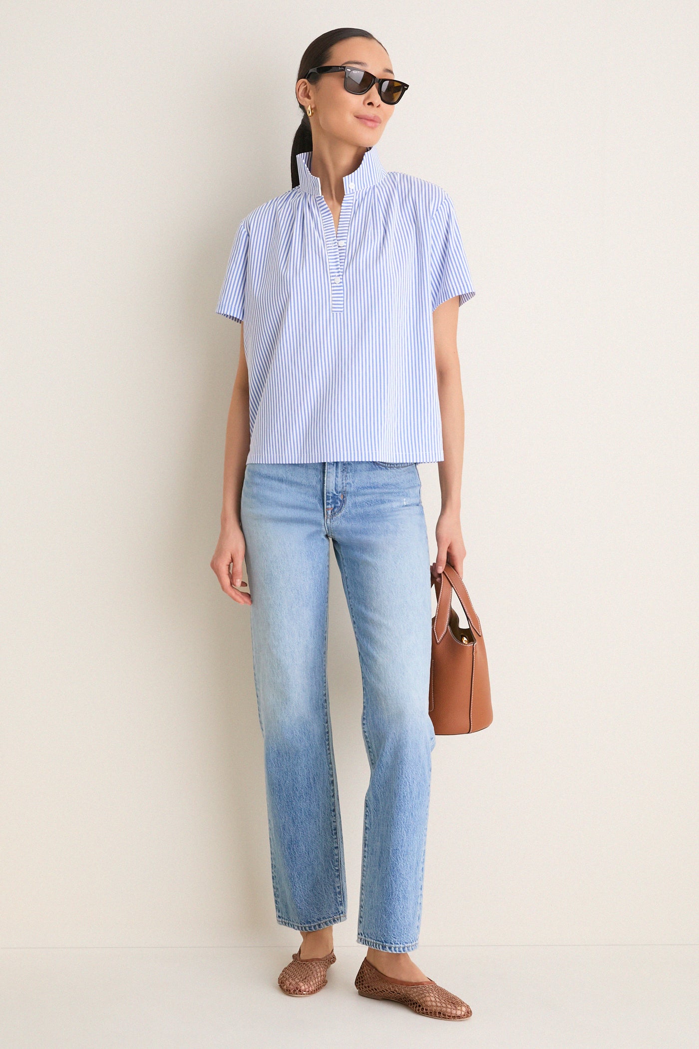 Blue and White Stripe Finn Popover