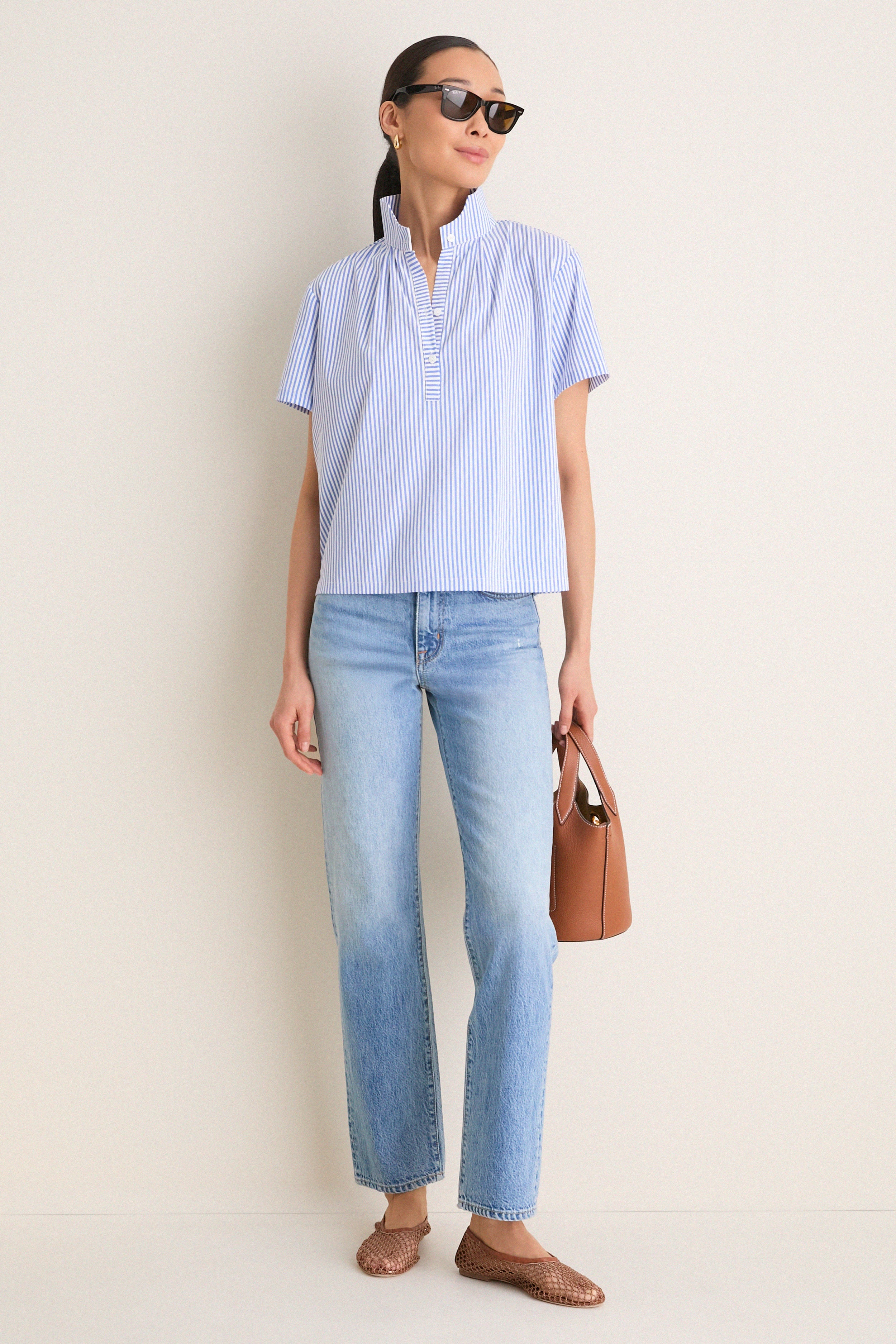 Blue and White Stripe Finn Popover